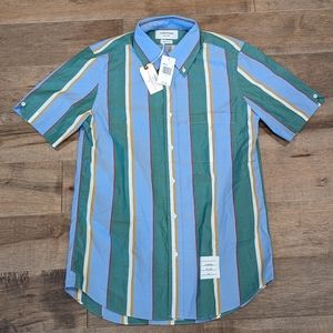 Mens THOM BROWNE Awning Striped Button Up Sport Shirt Green/Multi 1 Small